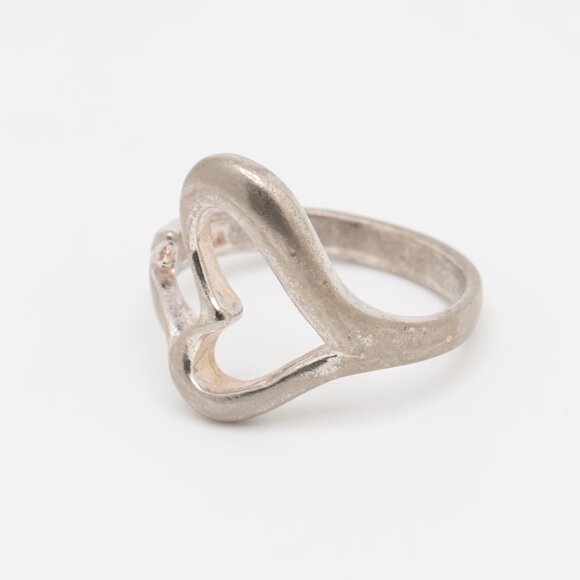 Vintage Sterling Silver Open Heart Ring - Picture 3 of 8